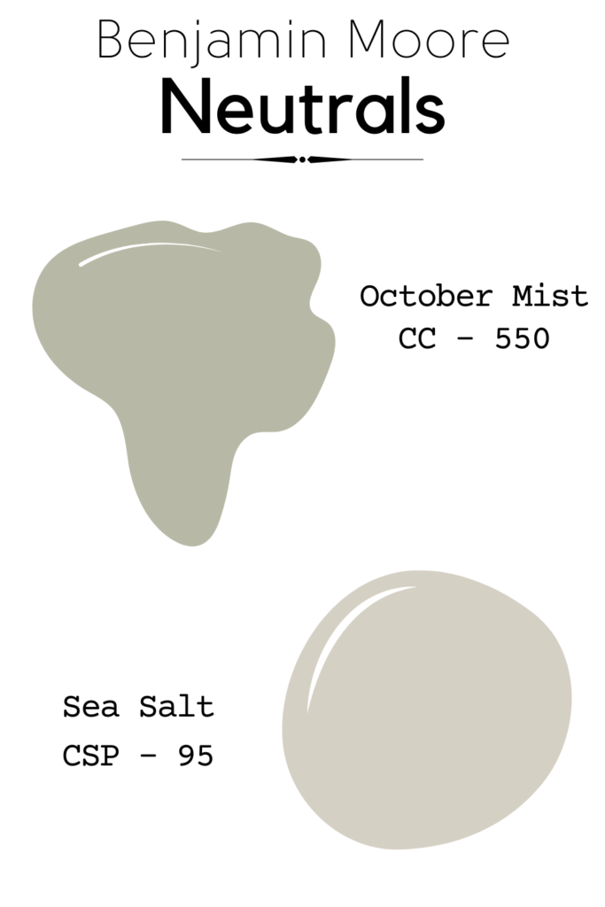 Benjamin Moore October mist vs benjamin moore sea salt. Sea Salt is a neutral tan color.