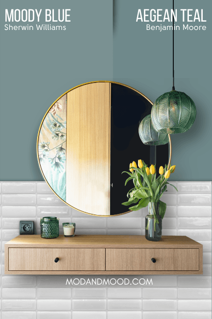 Benjamin Moore Aegean Teal vs sherwin williams moody blue