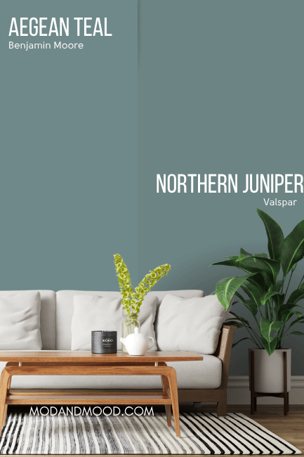 Benjamin Moore Aegean Teal vs Valspar Northern Juniper