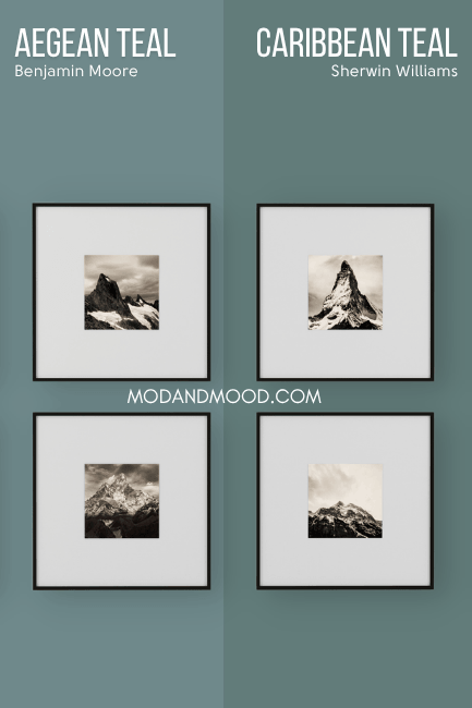 Benjamin Moore Aegean Teal vs caribbean teal on walls