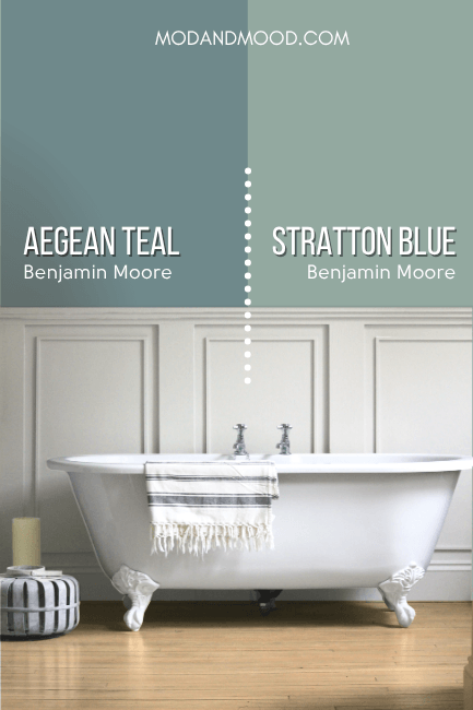 Benjamin Moore Aegean Teal vs Stratton Blue on Walls
