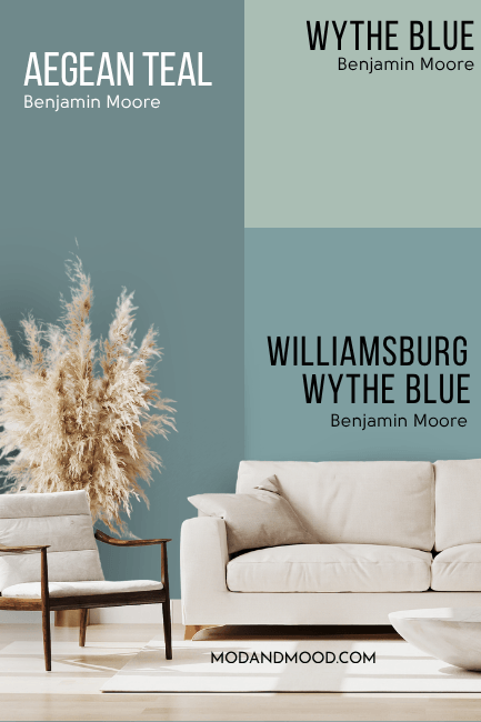 Benjamin Moore Aegean Teal vs Stratton Blue on Walls