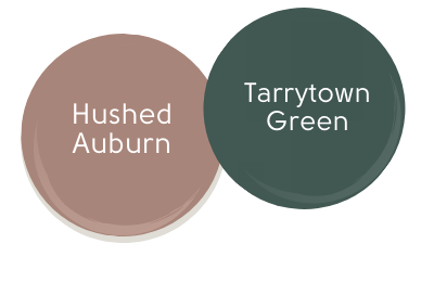 Color sample hushed auburn and  tarrytown green