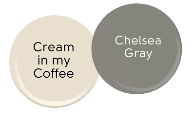 Color sample Cream in my coffee and chelsea gray