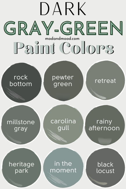 Dark gray green paint colors as profiled in the gray green paint color article