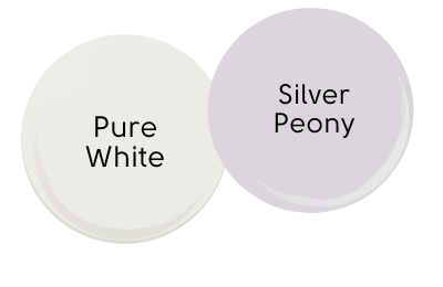 Color sample Pure White with silver peony