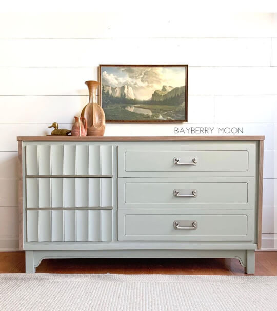 October Mist looking minty and light on a dresser.