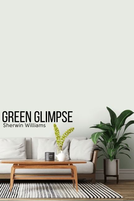 Sherwin Williams Green Glimps on a living room wall