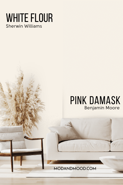 Benjamin Moore pink damask vs sherwin williams White flour