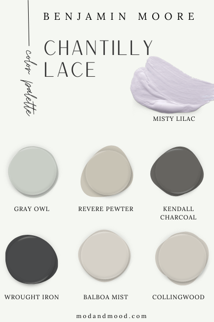 Chantilly Lace color palette with other colors as profiled in the section