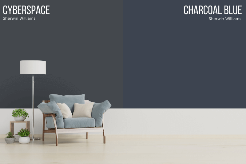 Cyberspace vs charcoal gray on wall