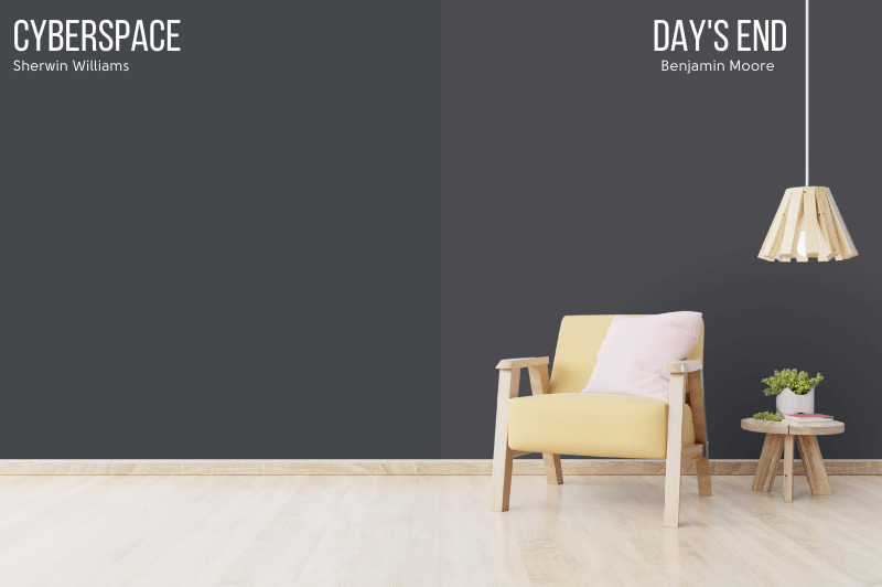Sherwin Williams Cyberspace dupe Days end Benjamin Moore