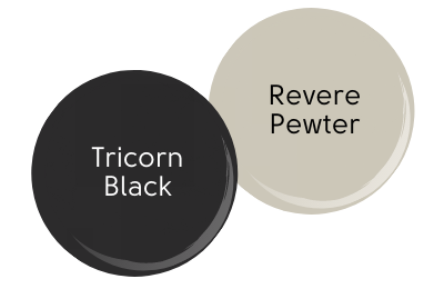 Swatch of Tricorn Black with Revere Pewter