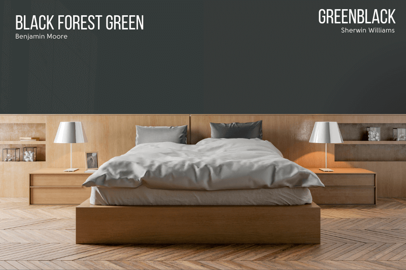 Black forest green on a wall beside equivalent Greenblack