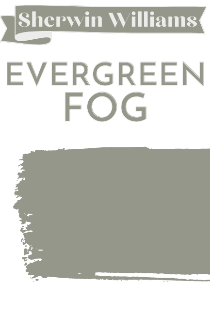 Paintbrush swipe swatch of Sherwin Williams Evergreen Fog