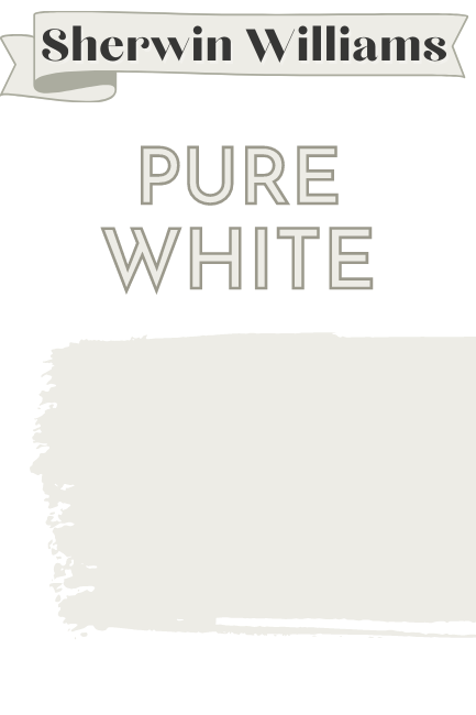 Paintbrush swipe swatch of Sherwin Williams pure white