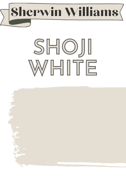 Paintbrush swipe swatch of Sherwin Williams Shoji White