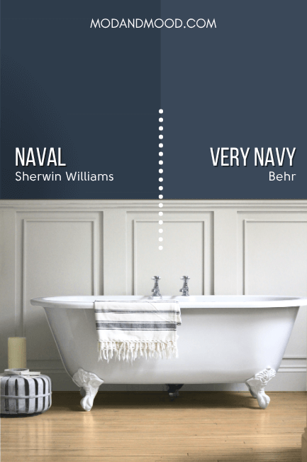 Behr dupe Very Navy on half of a wall with Naval on the other half.