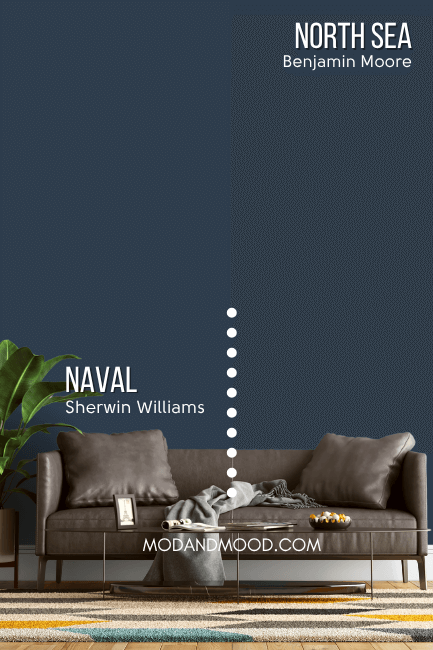 Sherwin Williams Naval in Benjamin Moore paint North Sea