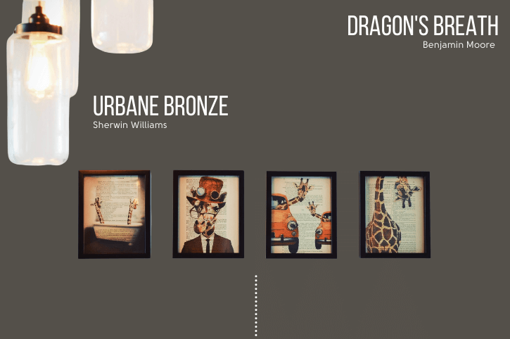 Dragon's Breath on wall beside Urbane Bronze