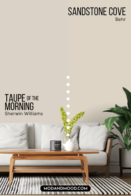 sandstone cove the behr version of sherwin williams taupe of the morning