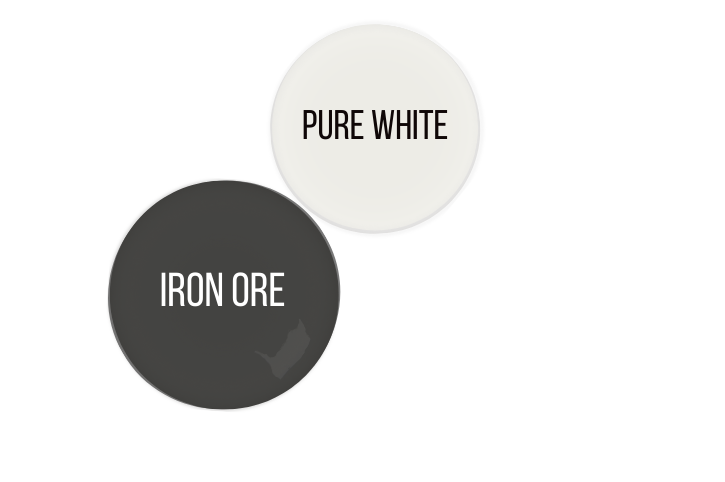 Pure White and Iron Ore swatched together