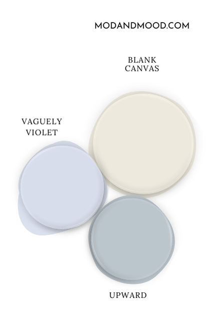 Paint dot of Blank Canvas with smaller paint dots of vaguely violet and upward.
