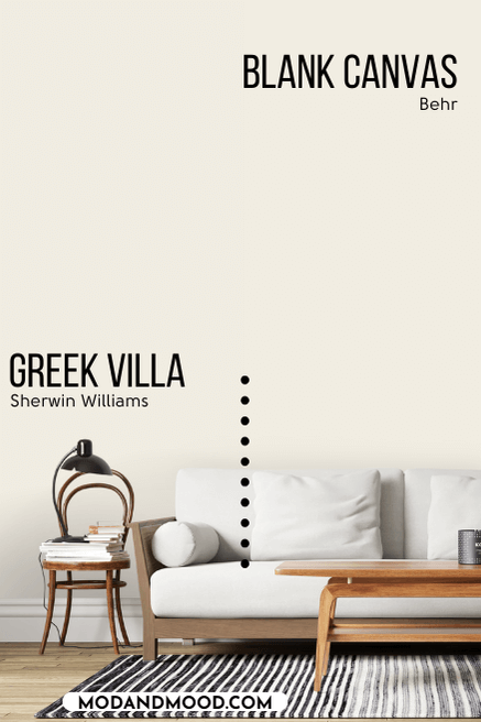 Blank canvas on half of a wall and Greek Villa on the other half