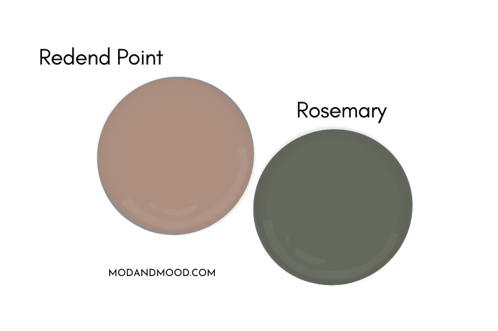 Redend Point Paint Dot beside a paint dot of Rosemary