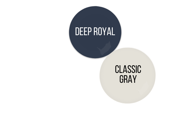 Classic Gray color dot next to Deep Royal color dot.