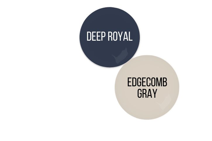 Edgecomb Gray color dot next to Deep Royal color dot.