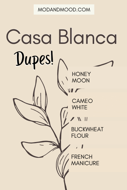 Casa Blanca background with dupes Honey Moon, Cameo White, Buckwheat Flour and French Manicure swatched over top.