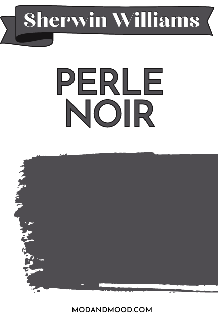 Dark Academia Color Sherwin WIlliams Perle Noir on a paint swipe color card