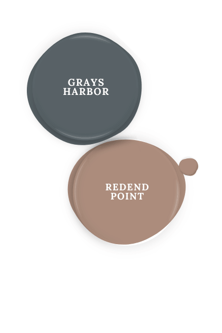 Swatch of Grays Harbor beside coordinating color Sherwin Williams Redend Point