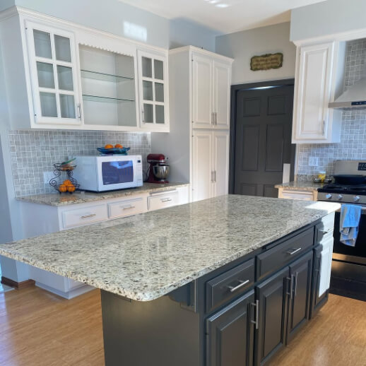 Cabinets in Sherwin Williams Urbane Bronze where the color looks more like Cracked Pepper