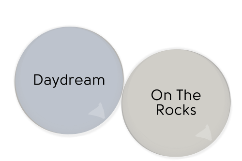 Complementary Color for On the Rocks, Sherwin Williams Daydream, swatched beside On the Rocks