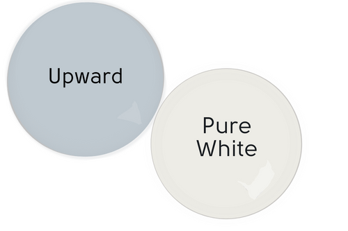 Paint dot of Upward beside a paint dot of coordinating color Pure White