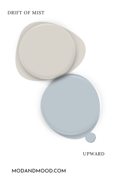 Paint dot of Upward beside a paint dot of coordinating color Drift of Mist