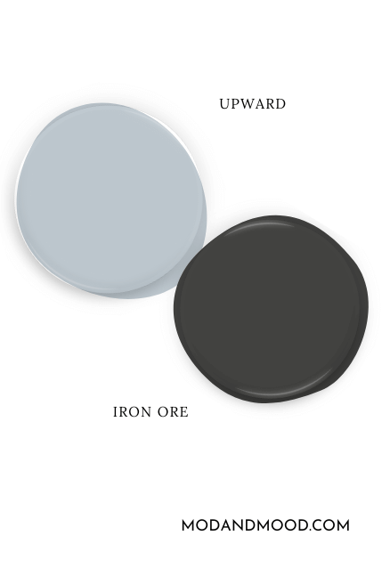 Paint dot of Upward beside a paint dot of coordinating color Iron Ore