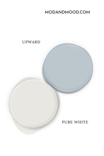 Paint dot of Upward beside a paint dot of coordinating color Pure White