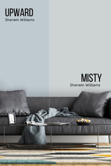 Sherwin Williams Upward on one half of a wall, with Misty on the other half