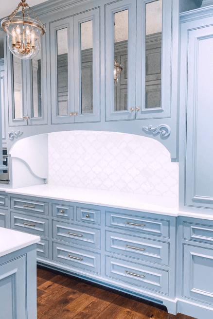 Benjamin Moore Boothbay Gray cabinets colo adjusted to look like Upward