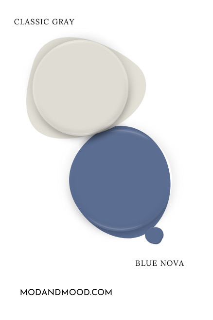 Paint drops of Classic Gray and Blue Nova side by side