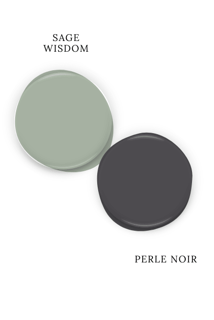 Paint dot of Sage Wisdom with the same of Sherwin williams Perle Noir.