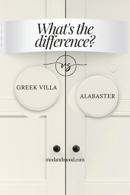Cabinets color adjusted to match Greek Villa on one side and Alabaster on the other.