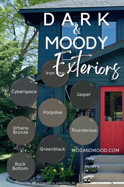 The 8 colors from this article swatched over a background of Jasper on an exterior.