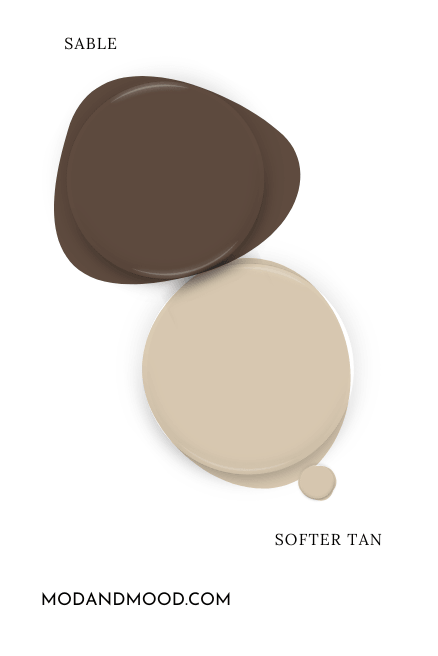 Paint dot of Softer Tan beside a paint dot of coordinating color Sable
