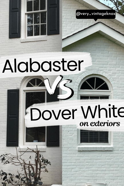 Alabaster on a brick exterior compared to Dover White on a brick exterior