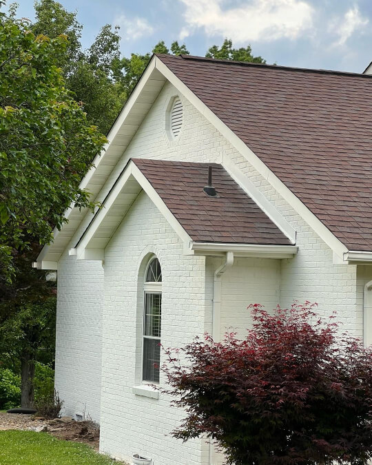 Dover White on a painted brick exterior