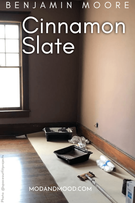 Cinnamon Slate looking it's most brown in a freshly painted room